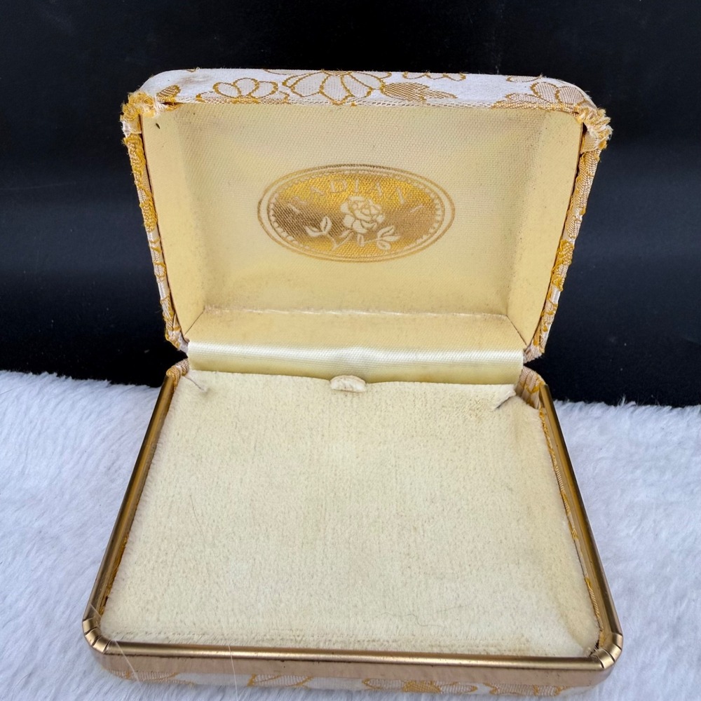 Vintage Radiant Jewelry Display Box Yellow Floral Brocade Luxury USA